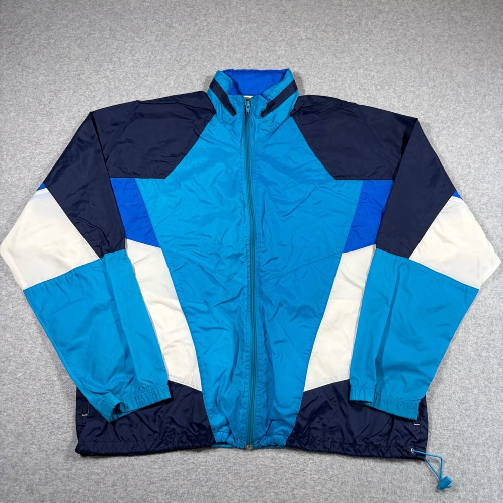 Vintage Nike Windbreaker Jacket Mens XL Blue White Colorblock Full Zip 90s